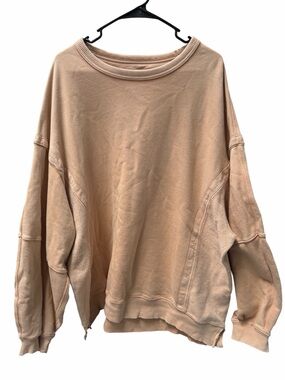 Aerie Oversized Sweatshirt Women’s Large Tan Crewneck Cozy Lounge Pullover